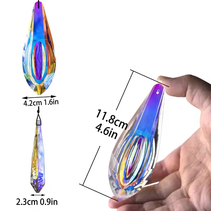 120mm Large Crystal Suncatcher AB Coating Faceted Crystal Prisms Drop Pendant Rainbow Window Garden Hanging Decoration Gift sun catcher crystal pendant sun catchers window ornament