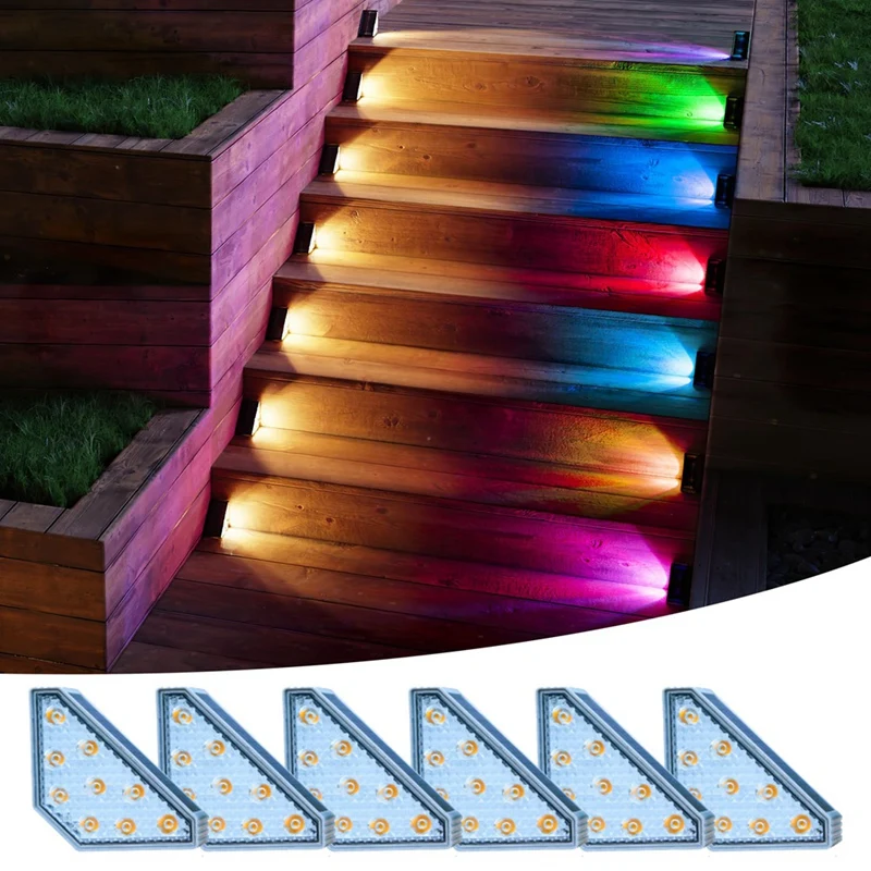 

Solar Step Lights ABS+PC Waterproof RGB Solar Stair Deck Lights For Porch, Backyard, Garden