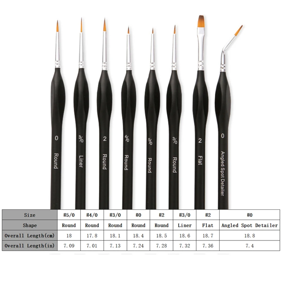 8pcs Small Detail Paint Brush Set, Hobby Art Professional Thin Miniature Fine Paint Brushes for Watercolor Oil Acrylic 2