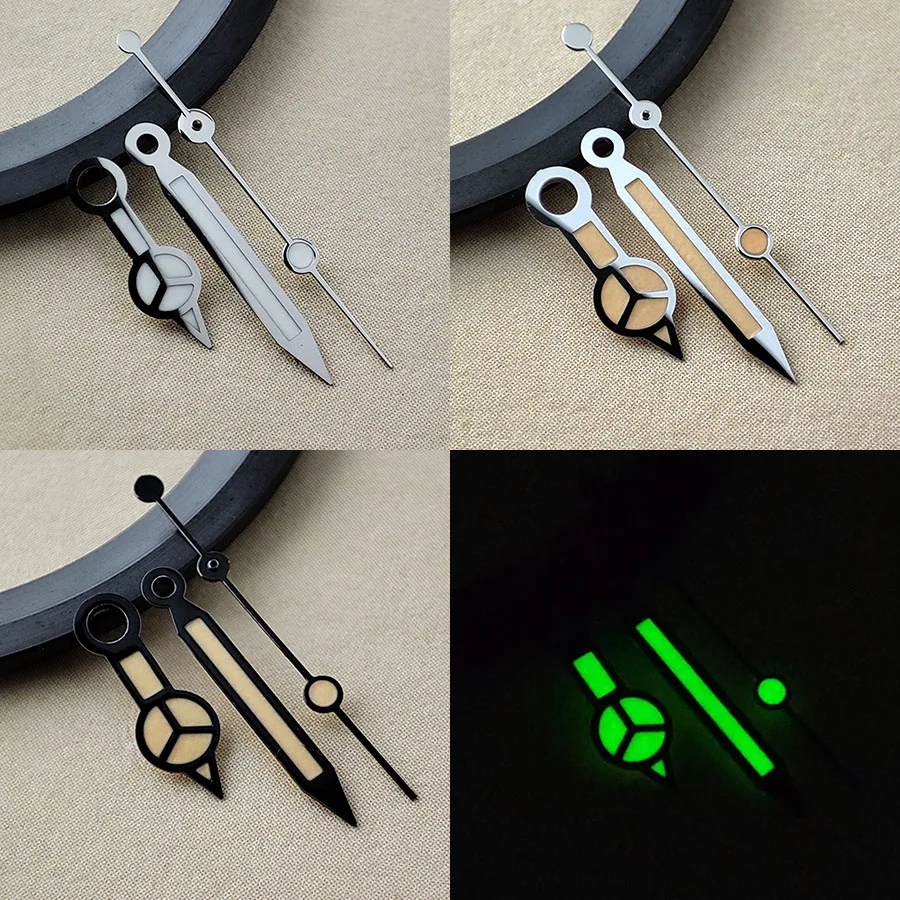 NH35 Watch Hands Mercedes Benz Green Luminous Hands Silver Black Accessories Suitable For NH34 NH35 NH36 NH70 4R 7S Movement