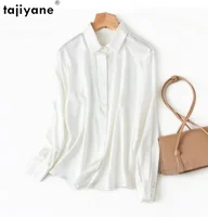 Tajiyane Women's 93% Mulberry Silk 7% Spandex 19 momme satin Silk Buttons long sleeve shirt Top Blouse office work chemise femme - Image 5