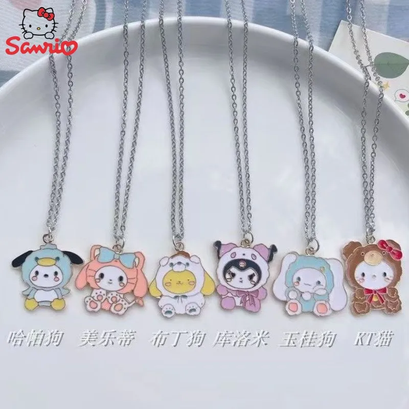 

Sanrio Anime Cartoon Peripheral New Necklace Cute Kawaii Girl High-value Student Gift Kulomi Clavicle Chain Pendant Wholesale