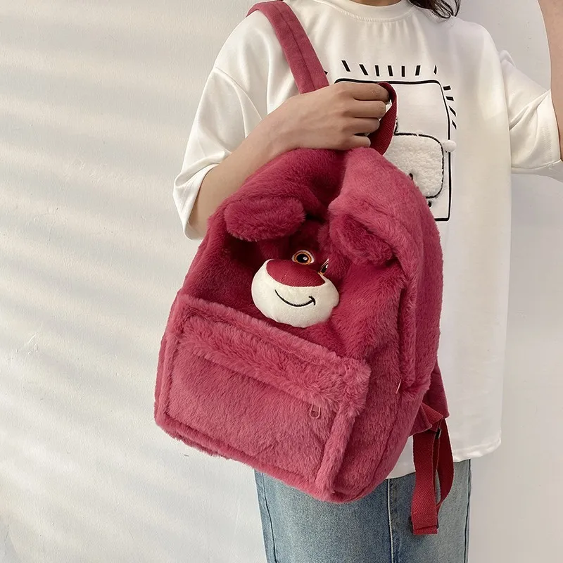 디즈니 Lotso 외계인 만화 재미있는 봉제 배낭 학생 대용량 가방, 여아용 캐주얼 소프트 봉제 책가방, 라이트닝 백