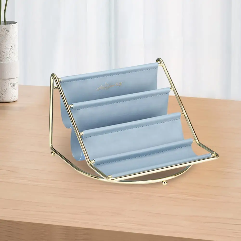Smartphone Stand Remote Control Holder Multi-purpose Desktop Organizer Faux Leather Tray Rack for Glasses Phones Makeup Storage