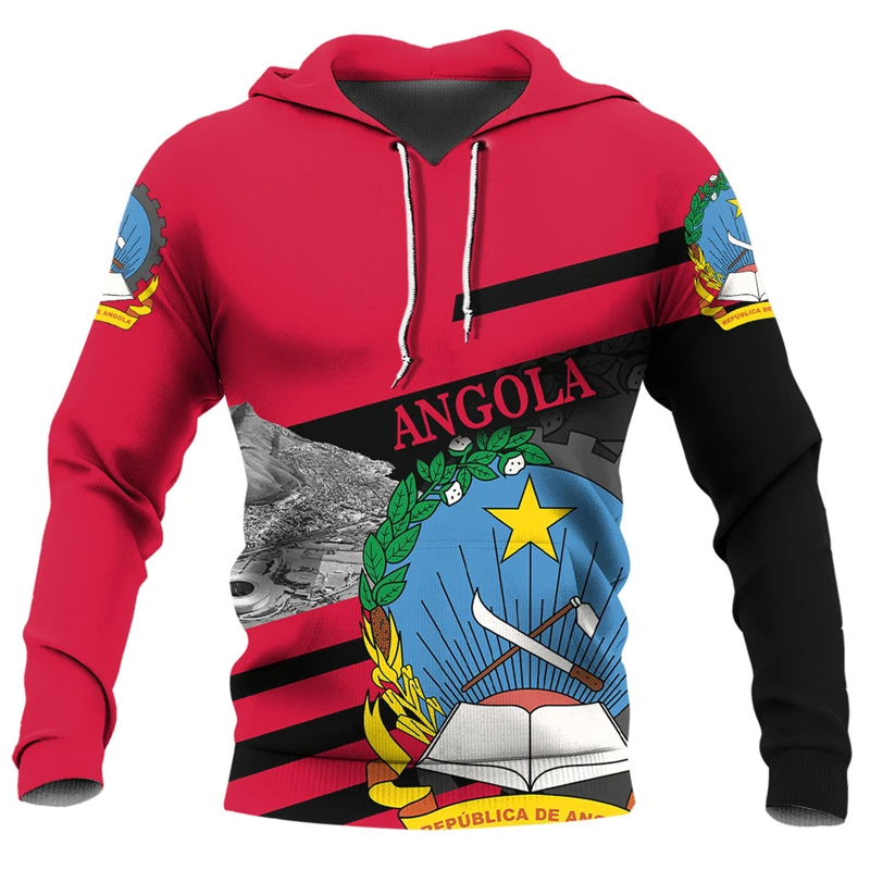thumbnail image 1 of Nuevas sudaderas con capucha y cremallera para hombre y mujer, con estampado 3D de la bandera de Angola, de manga larga, con emblema del mapa angoleño, sudaderas de gran tamaño, 1 of 5