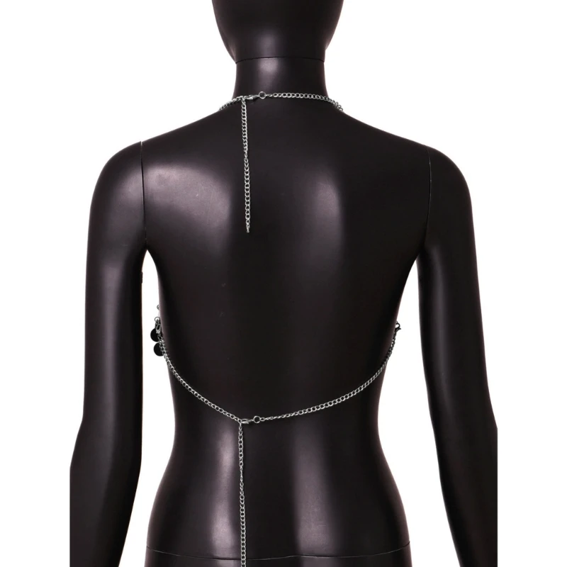 

Women Sexy Metallic Sequin Chain Halter Bikinis Bras for Nightclub Party Outfit Dropship