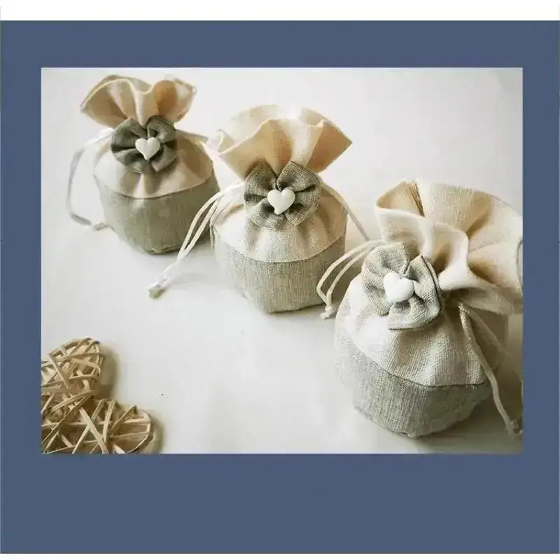 New 10 PCS Gift Bag Round Bottom Bundle Pocket Polyester Drawstring Candy Bag Handmade Canvas Bag Wholesale Home Supplies