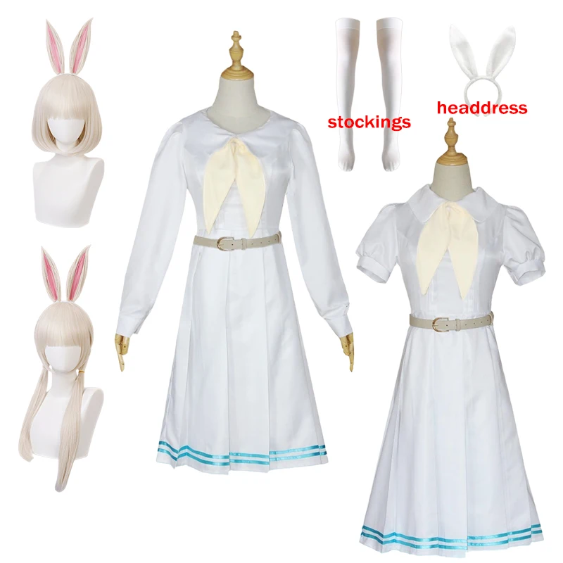 

Anime Beastars Haru Cosplay Costume Lolita Dress JK Uniform Haru Wig Ears White Rabbit Halloween Costume for Women