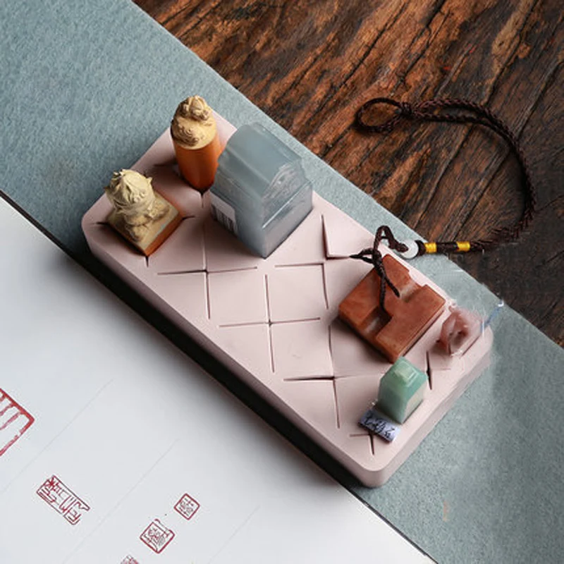 Name Stamp Storage Box, Wood Stone, Jade Seals, Study Room, Table Organizer