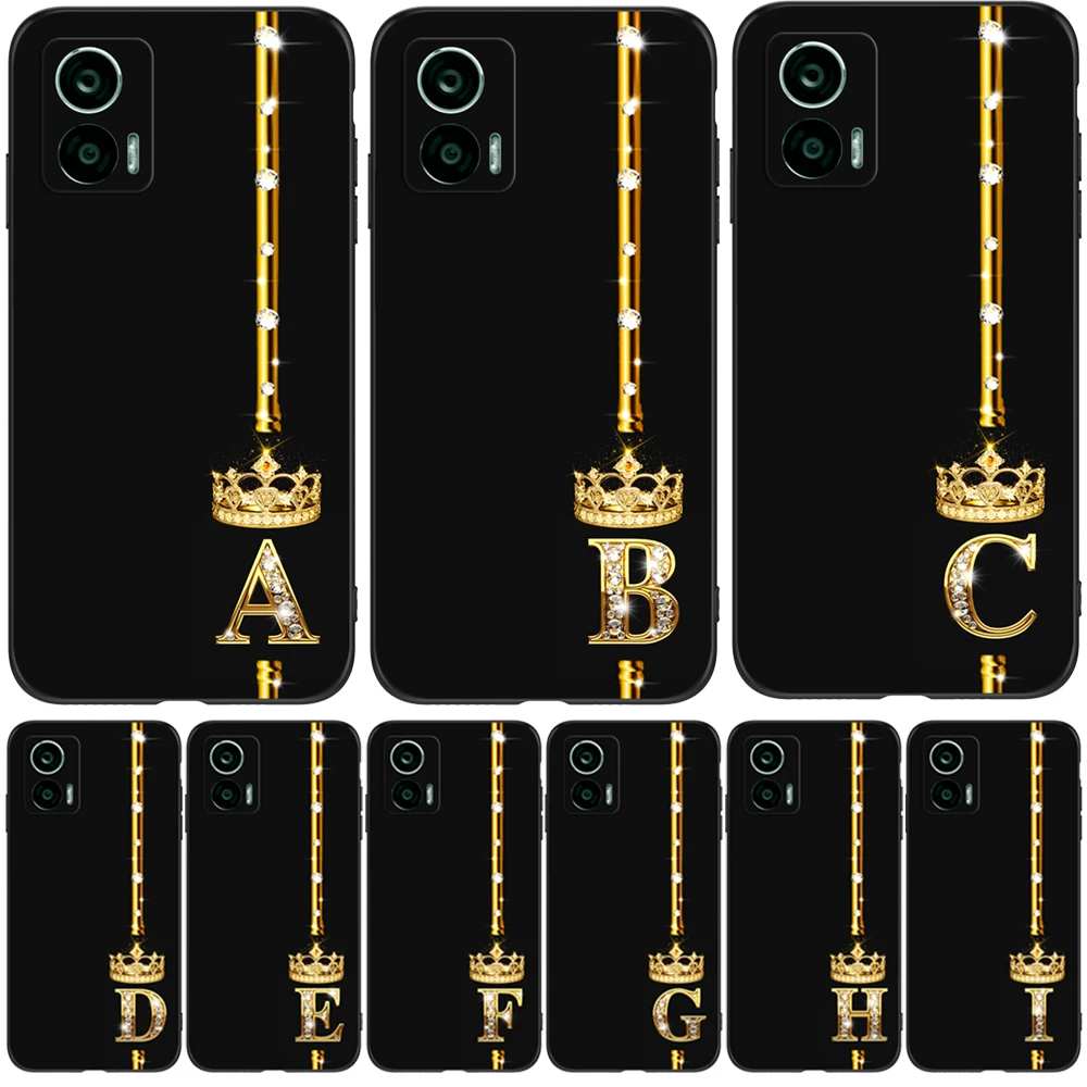 For Motorola Moto Edge 30 Neo 5G Case Back Cover Phone Soft Silicone Black Tpu Case Gold Letters
