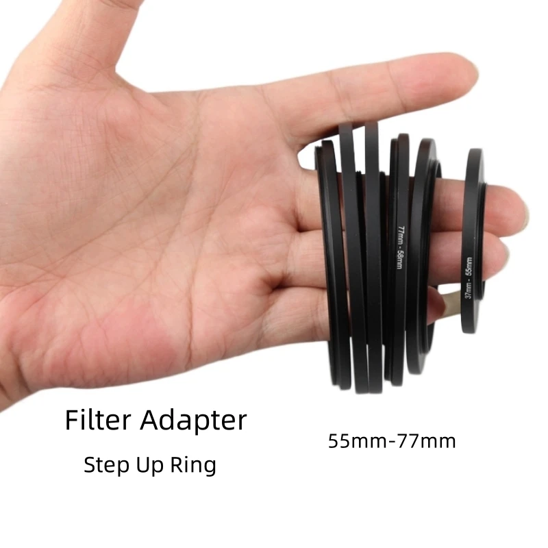 

Filter Adapter Ring 55mm to 77mm Step Up Ring Metal 55mm-77mm for Canon Nikon Sony DSLR Camera Lens