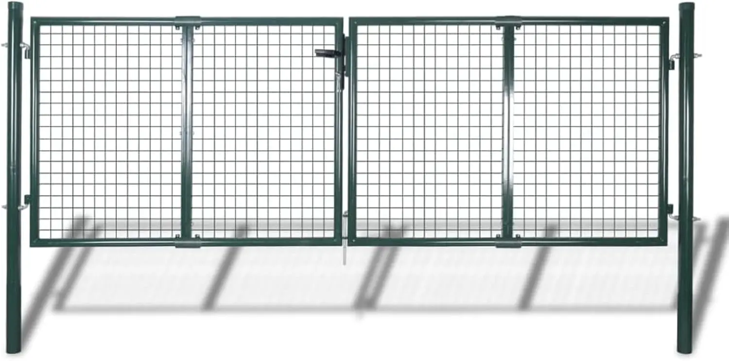 Garden Gate Outdoor Steel Lockable Fence Gate Green For Patio, Terrace, Backyard, Outdoor Furniture 120.5 X 59.1 Inches (W X H) 2