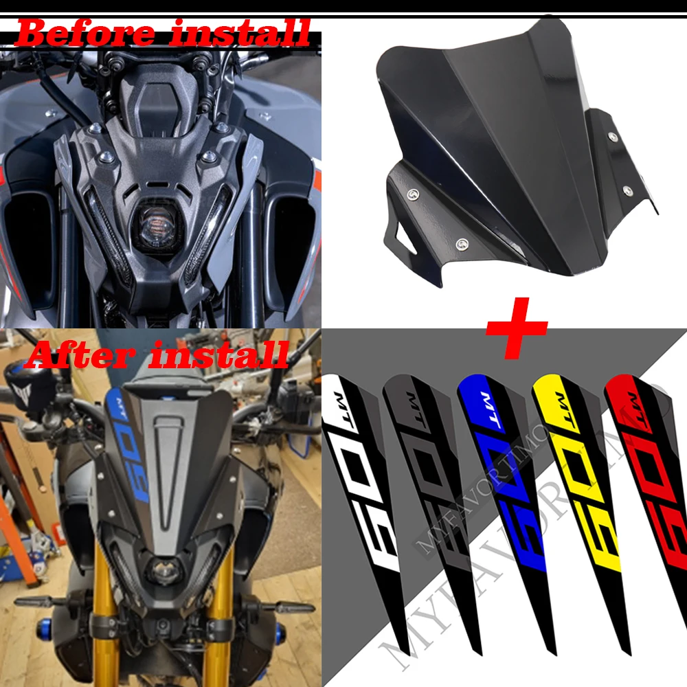 Motorcycle Windscreen Accessories Windshield Wind Shield Deflector Decal Stickers FOR YAMAHA FOR MT09 MT 09 MT-09 SP 2021 2022 1pc air vent deflector ceiling durable pvc household air outlet windshield lightweight air conditioning wind deflector shield