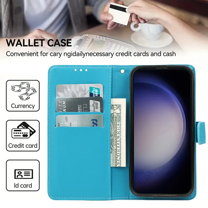 Magnetic Flip Leather Wallet Case with Solid Color and Skin Feel Finish