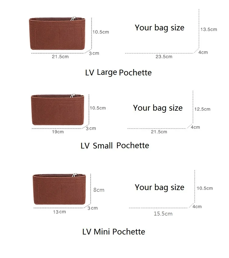 Pochette Accessories Bag Purse Insert Organizer Makeup Handbag Travel Organizer Inner Purse CosmeticToiletry Bags handbag organizer