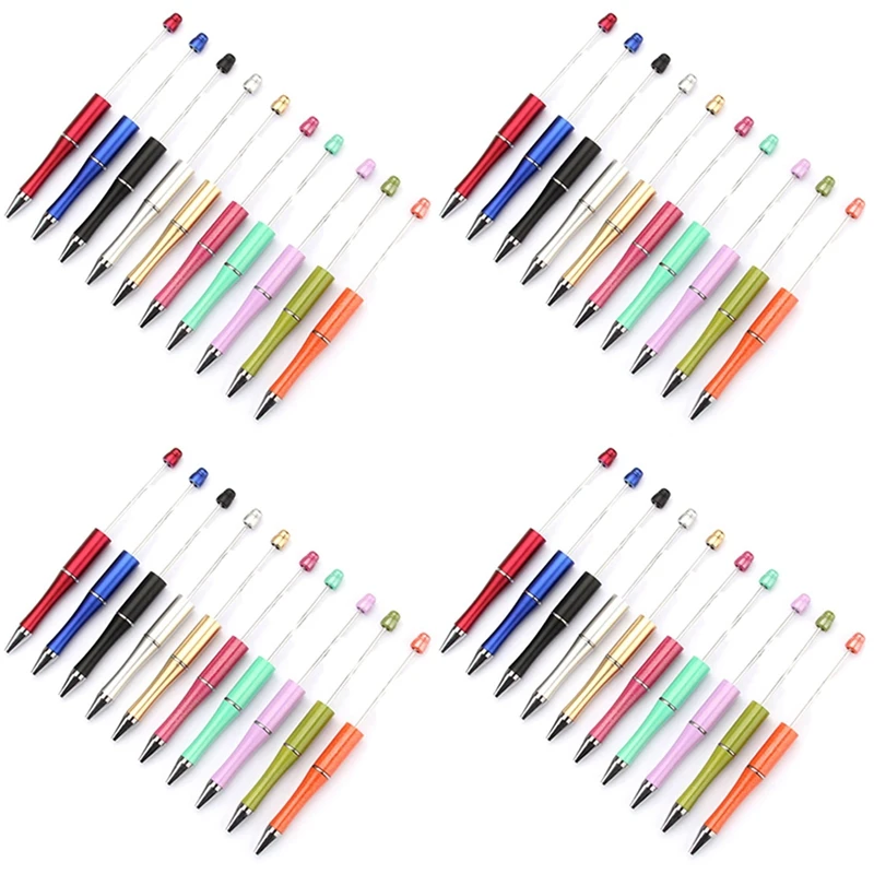 

40Pcs/Lot Plastic Beadable Pen Bead Pens Ballpoint Pen Gift Ball Pen Kidsparty Personalized Gift Wedding Gift For Guests