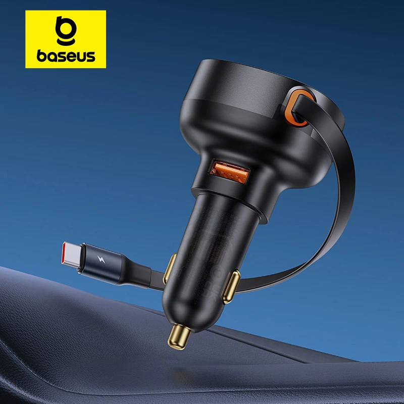Baseus Built in Cable Car Charger PD QC 3.0 60W Fast Charging For