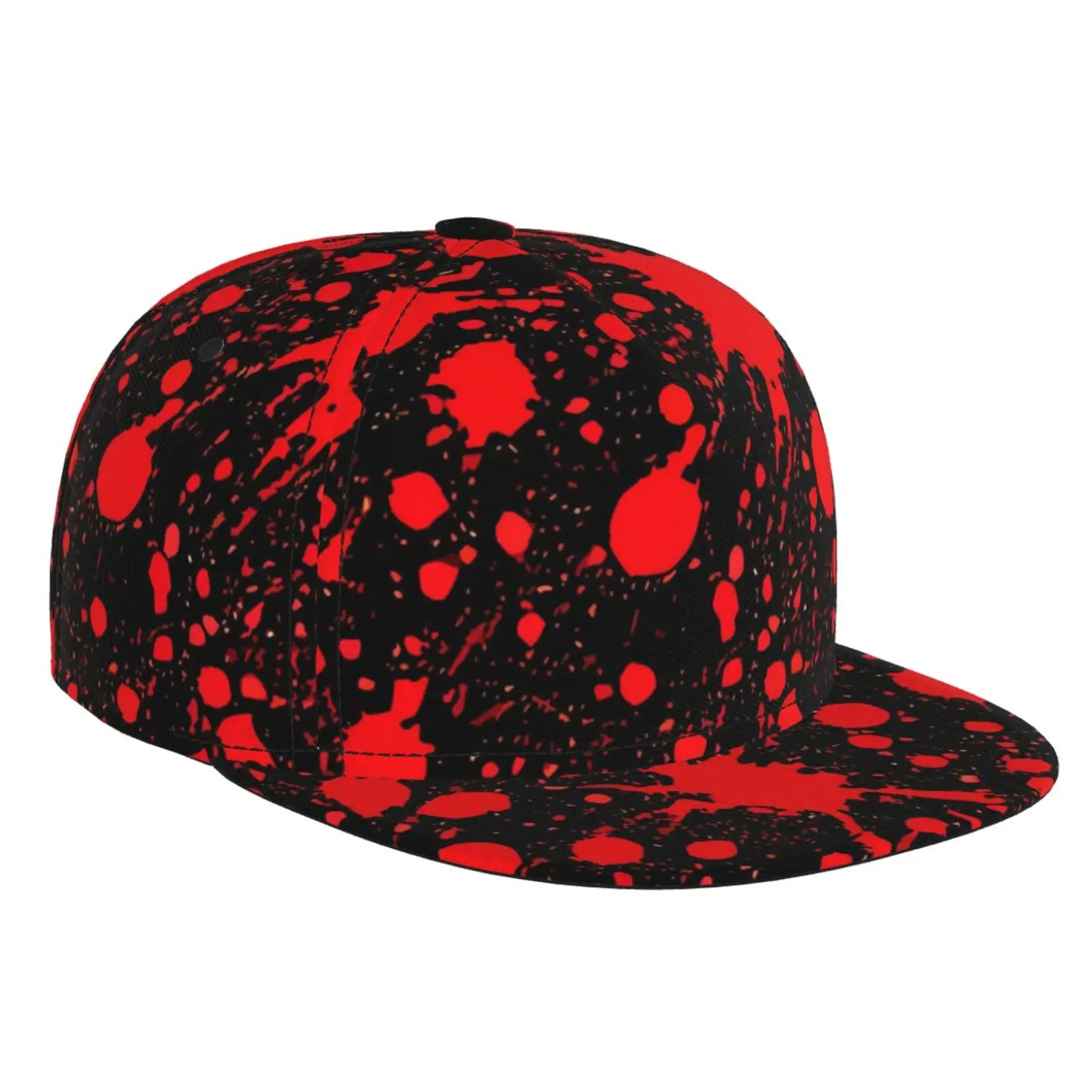 Rotes Blutdruckmuster, flacher Krempe, Hut, Straße, Skateboarding, Hip-Hop-Hut, Outdoor, lässig, Sonnenschutz, Baseball-Mütze, universell