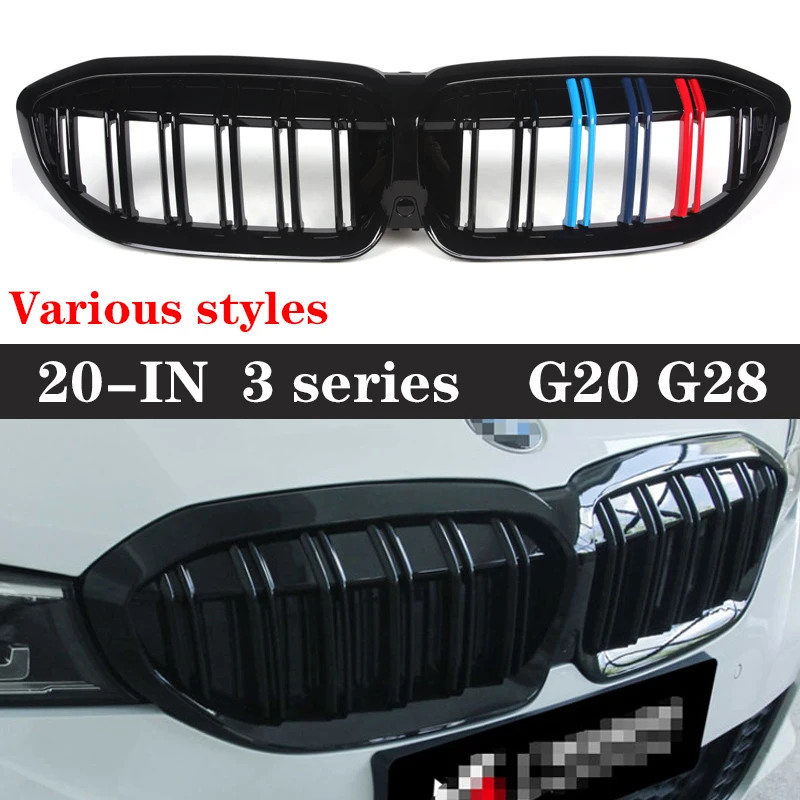 

For BMW 3 Series G20 G28 325i 330i 2019-2022 Kidney Grille Glossy Black ABS M Style Color Plastic Front Bumper Auto Decor Grill