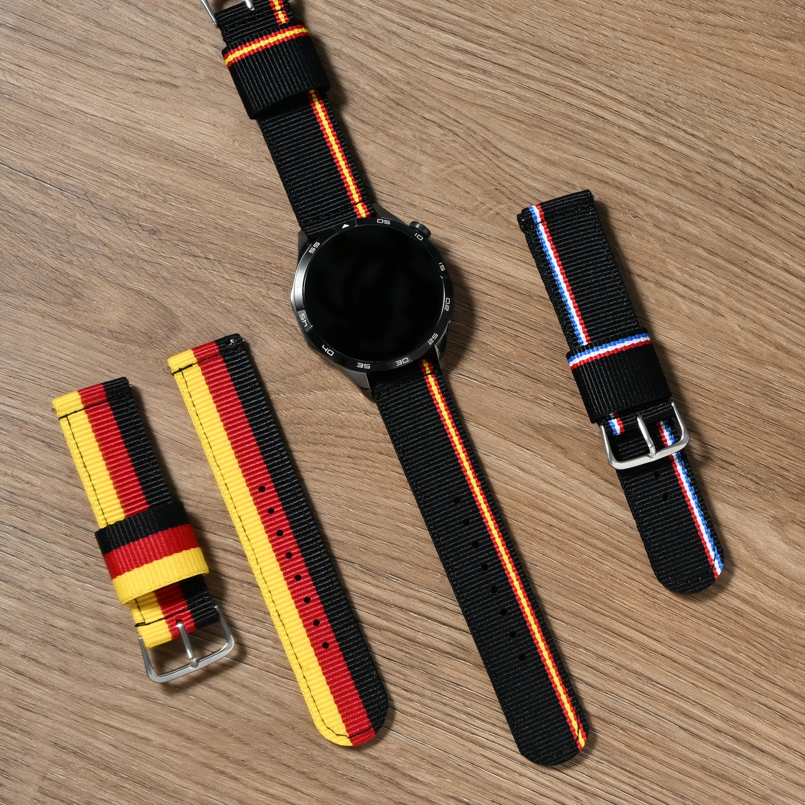 Enhanced Intercolor Striped Quick Release Nylon Watch Strap