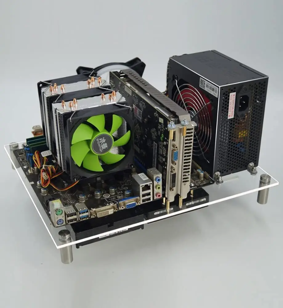 Chassi Aberto de pc Acrílico Transparente Case de Dissipação de Calor Plataforma Matx Banco de Teste de Placa-mãe Caixa do Computador Diy - Imagem 5