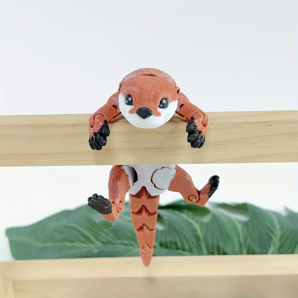 3D Printed Articulated Otter with Movable Limbs - Creative Desktop Decoration