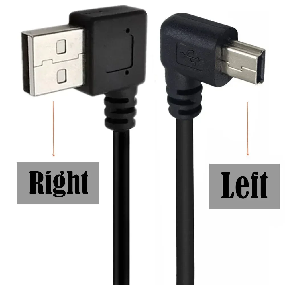더블 90도 직각 미니 USB 5핀 T 포트 짧은 USB 2.0 케이블 타입 A 남성에서 미니 B 고속 충전 데이터 케이블 미니USB