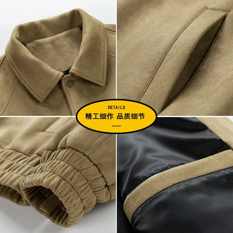 Men Jacket Windbreaker Deer Skin Velvet Coats Oversize 6XL 7XL 8XL Plus Size Formal Waterproof Bomber Camping Motorcycle Loose 3