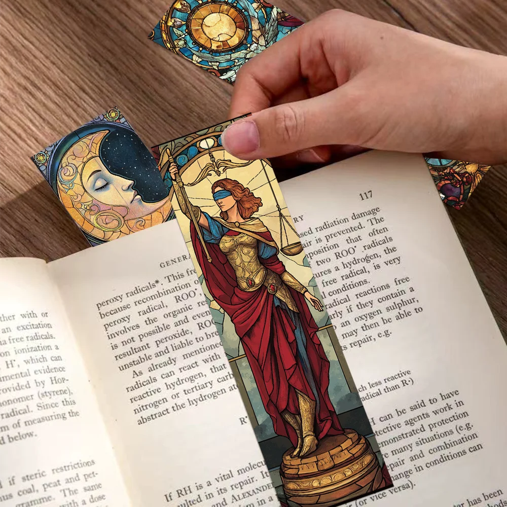 Stained Glass Bookmark 30pcs Stained Glass Tarot Card Bookmarks Students Paper Card Decorating Books Book Page Marking DIY