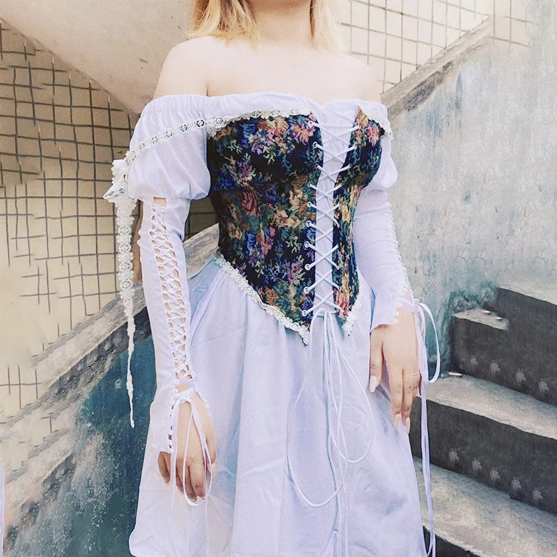Fashion Court Women Corset Summer Sleeveless Lace Up Hollow Out Slim Irregular Bustier Crop Top Female Shaper Streetwear