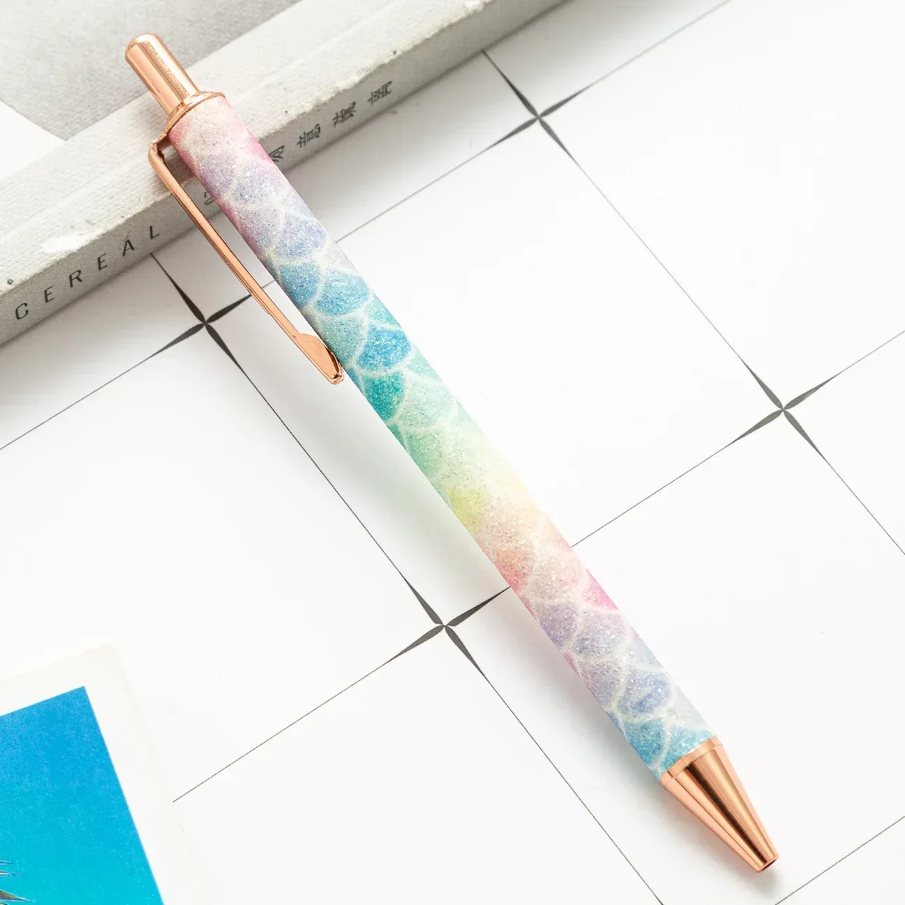 Rose Gold Glitter Ballpoint Pen - Elegant Stationery & Promotional Gift