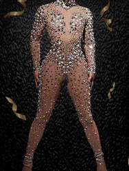 Sexy Pearl Party Jumpsuit Stones Singer Dancer Performance Costume Birthday Prom Ball Nightclub Dance Playsuit