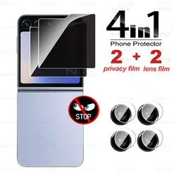 Enhanced Privacy Tempered Glass Screen and Camera Protector for Samsung Z Flip Series (4in1 2Back 2Lens)