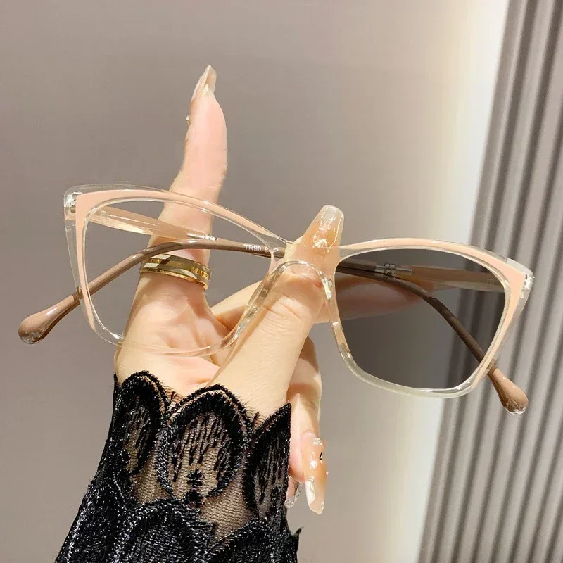 Fashion Women Men's Myopia Glasses with Diopter Blue Light Blocking Photochromic Sunglasses Prescription Near Sight Eyewear -4.0 4