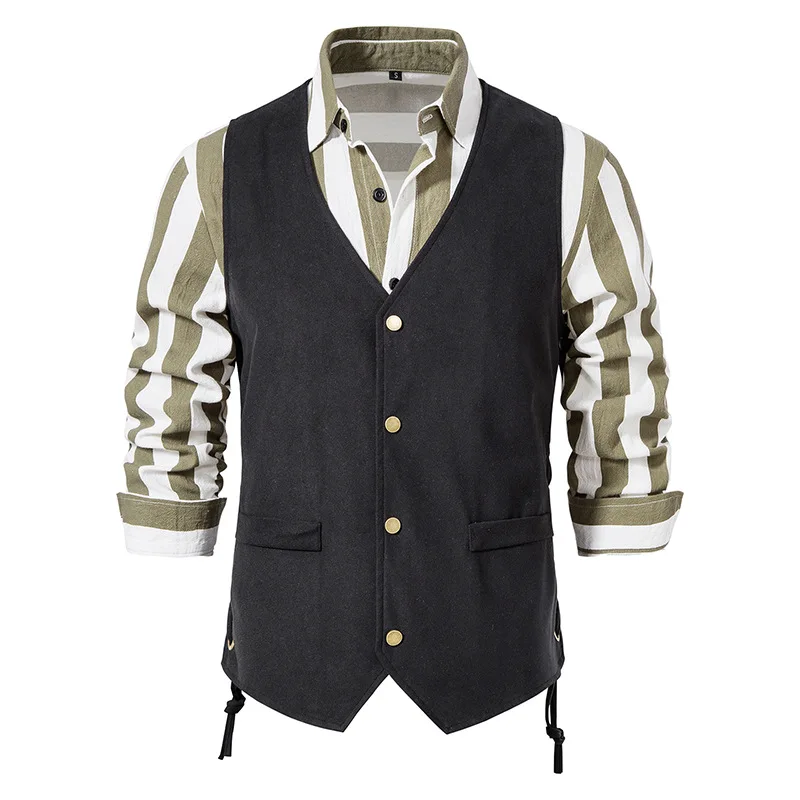 

Men's Vintage Victorian Steampunk Vest Renaissance Medieval Gothic Lace-up Waistcoat Men Sleeveless Hallowmas Perform Costume