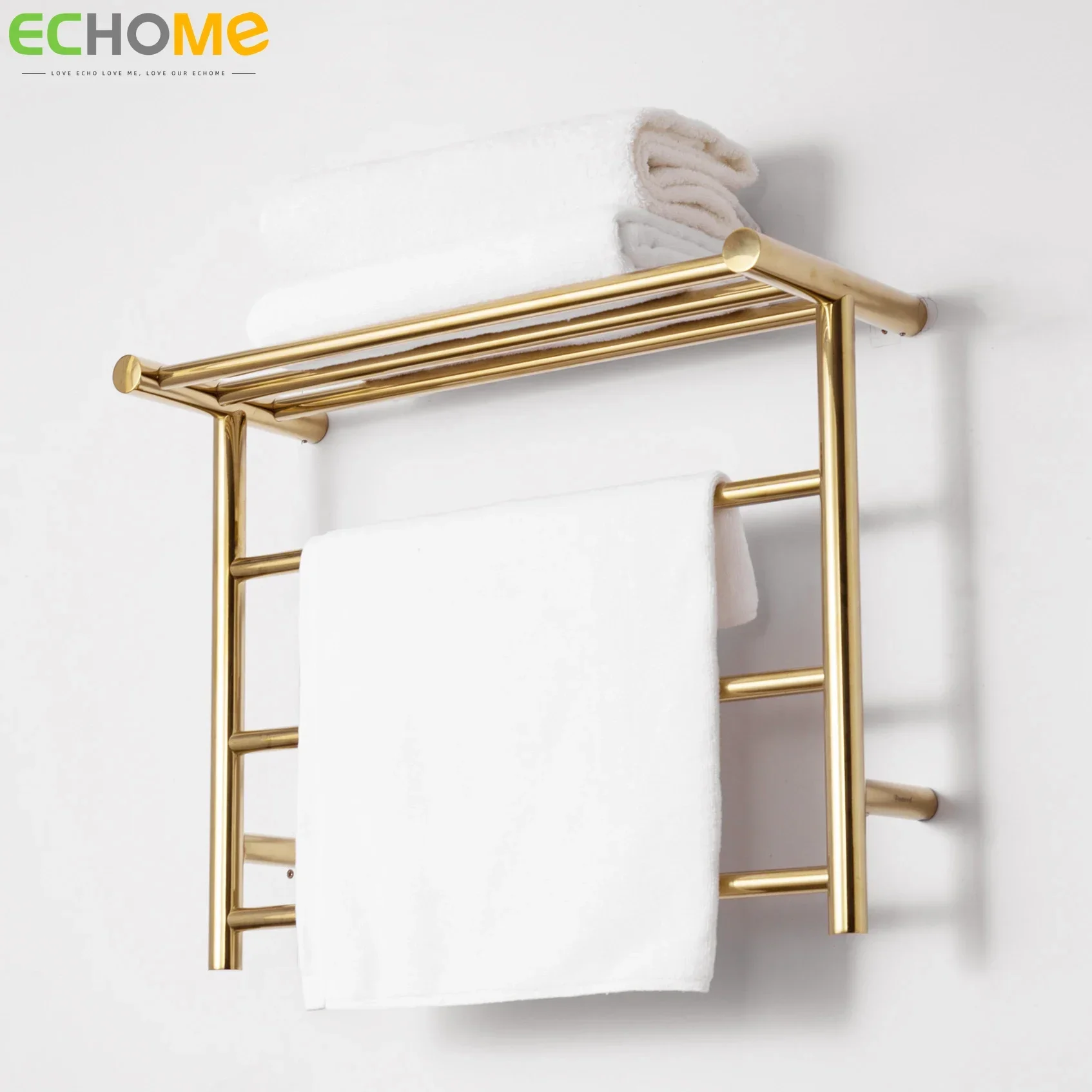 

Gold Electric Towel Rack Stainless Steel Bathroom Towel Heated Drying Rack Thermostatic Towel Drying Rack Bathroom Accessories