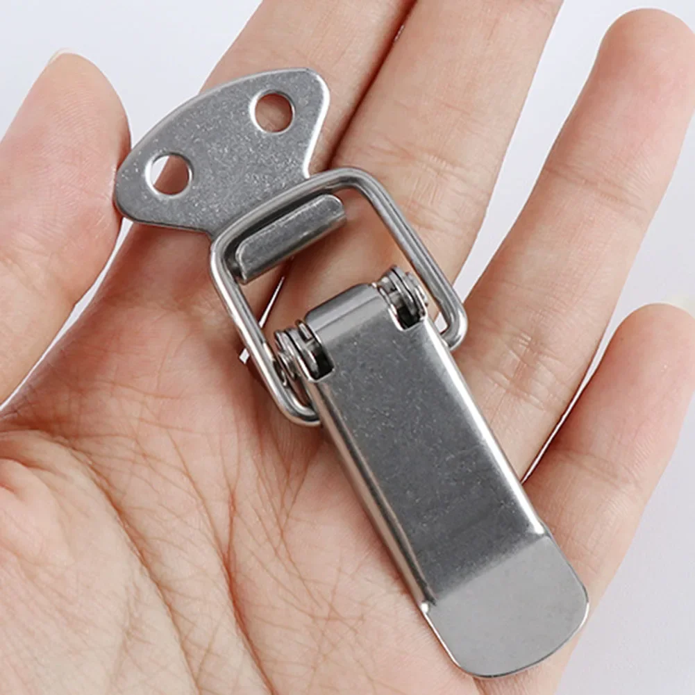 4pc Toggle Hasp Latch Stainless Steel Buckle Padlock Lock Spring Duckbill Box Luggage Lock Buckle Wood Box Metal Anti-theft toggle latch clamp