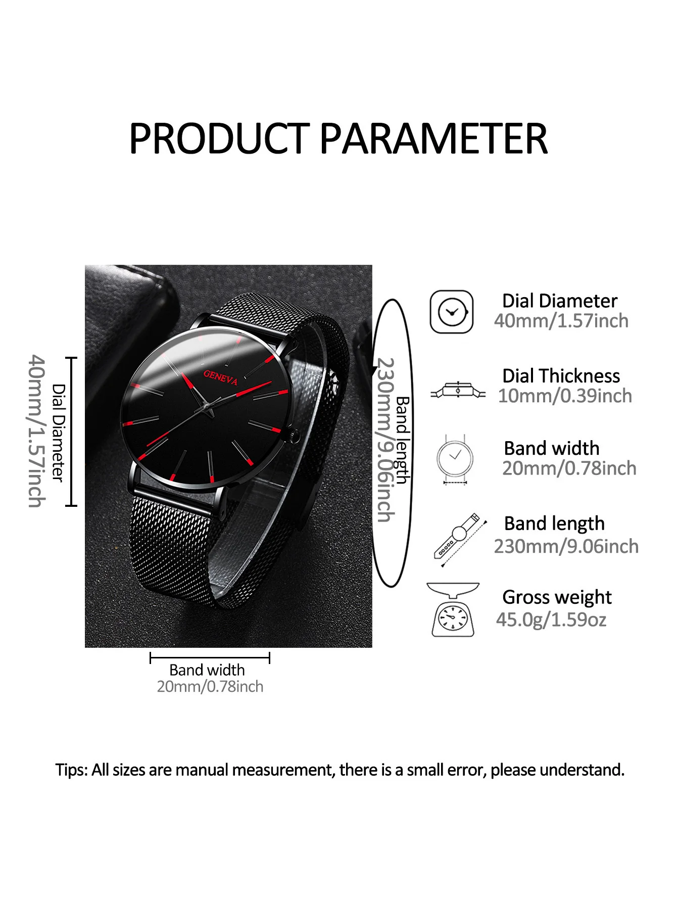 Classic fashion Alloy graduated men's mesh band quartz watch with Necklace Ring Bracelet Set Party Party Gift collection 6