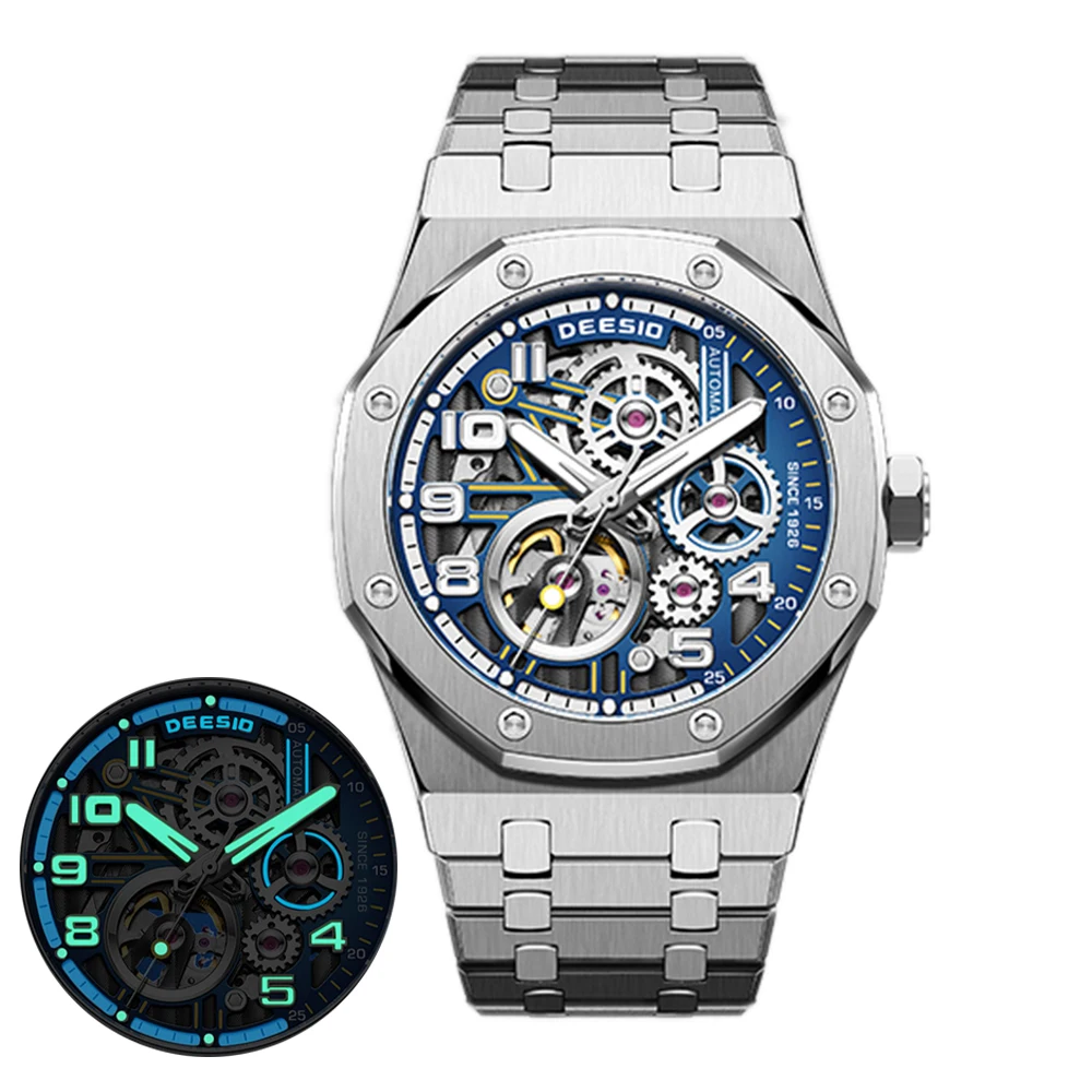 

Sports Watches Automatic Skeleton Mechanical Wristwatches Top Luxury Brand 42mm Stainless Steel Luminous Clocks DEESIO 2023 New