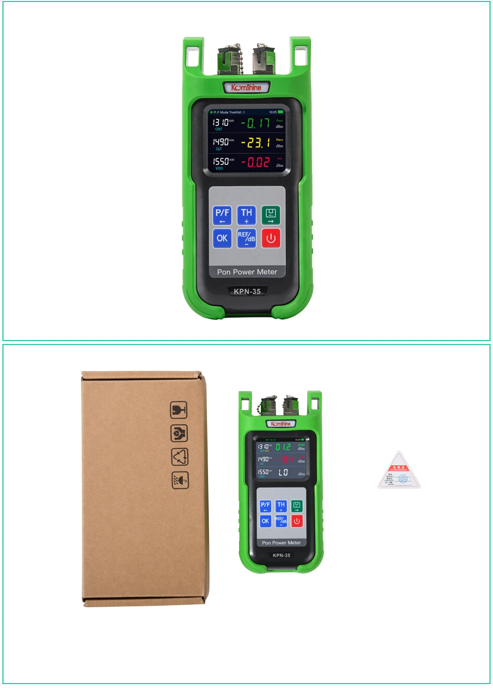 KomShine KPN-35 PON Power Meter 1310nm/1490nm/1550nm. 10mw VFL Built in KFI-40V Fiber Identifier Fiber Detector