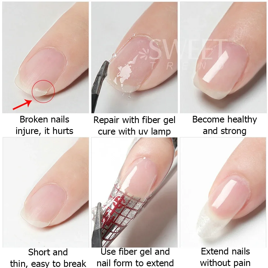 nail gel polish 5ml Fiberglass Repaired Nails Gel Crack Broken Fiber Silk Extension Quick Builder Glue Acrylic Clear UV Polish Manicure Supplies