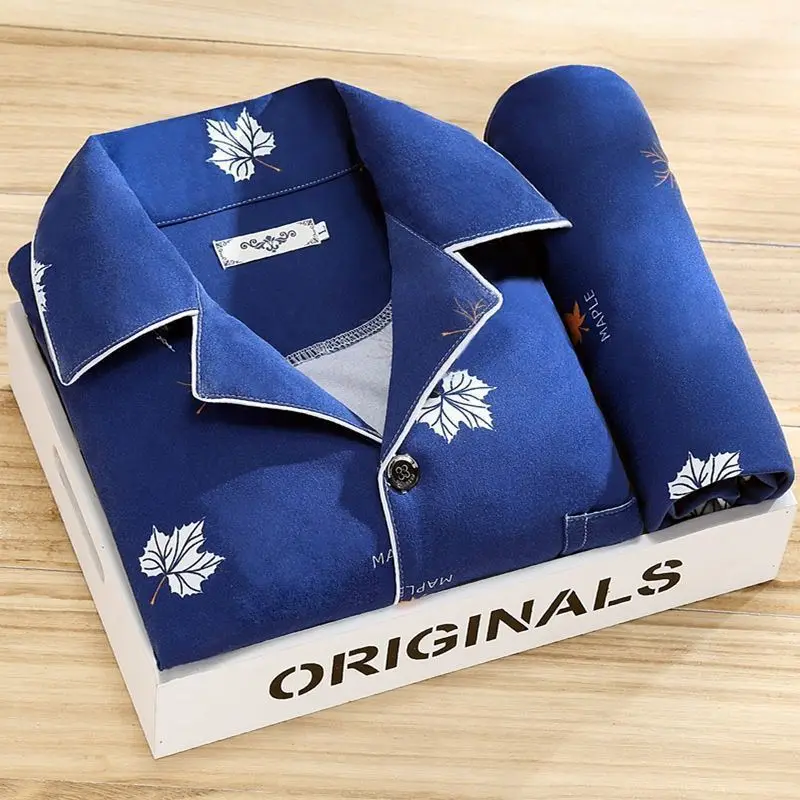 High-end Fashion Pajamas Men's Long Sleeve Spring and Autumn 2024 New Men's Casual Middle-Aged and Young People Loungewear Set