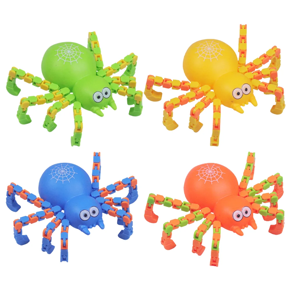 

Механическая игрушка-паук, гибкая цепочка-трансформер в форме спичков, детские игрушки «сделай сам» в форме ног, Детские пауки из АБС-пластика, 4 шт.