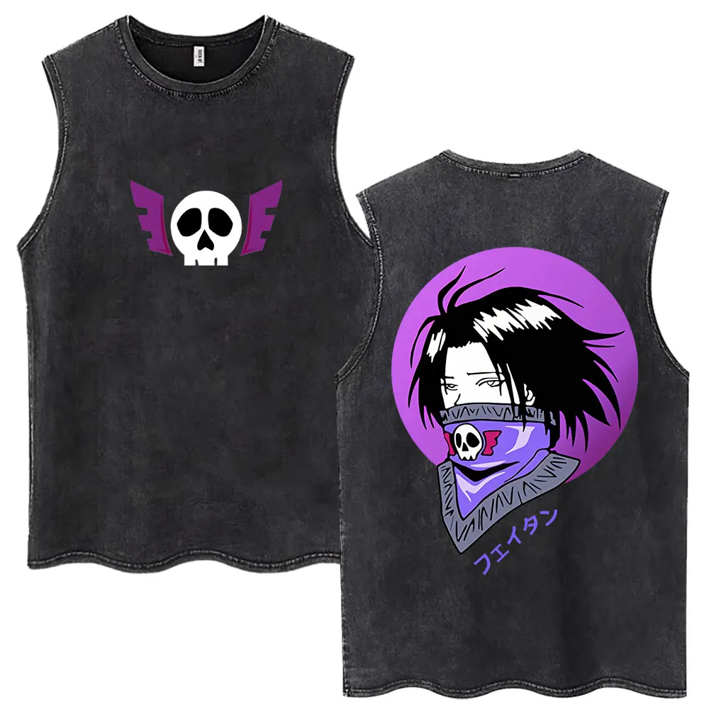 Washed Anime Hunter X Hunter GON·FREECSS Tank Tops Men Women Fashion Vintage Sleeveless T Shirt Cotton Casual Oversized Vests