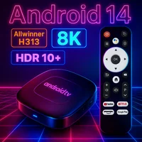 Android 14.0 TV Box 8K Видео Netflix и YouTube Google Assistant HDR 10+ BT 5.0 Allwinner H313 2,4G/5,8 ГГц Wi-Fi Smart Set-Top Box