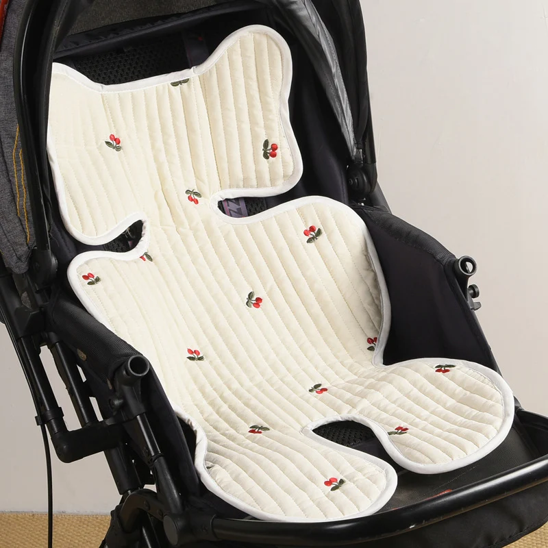 Baby Stroller Liner Car Seat Cushion Cotton Mattress Embroidery Bear Diaper Changing Pad Mat Newborn Carriages Pram Accessories Baby Strollers comfotable Baby Strollers