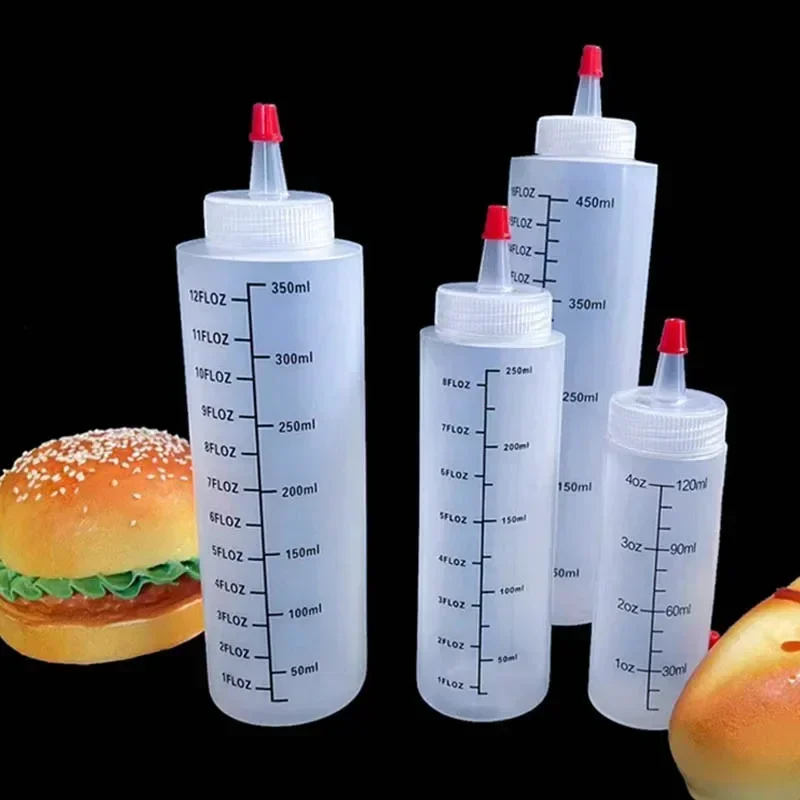 120/250/350/450ml Squeeze Condiment Bottles With Nozzles Plastic Ketchup Salad Sauce Hot Sauces Olive Oil Bottles