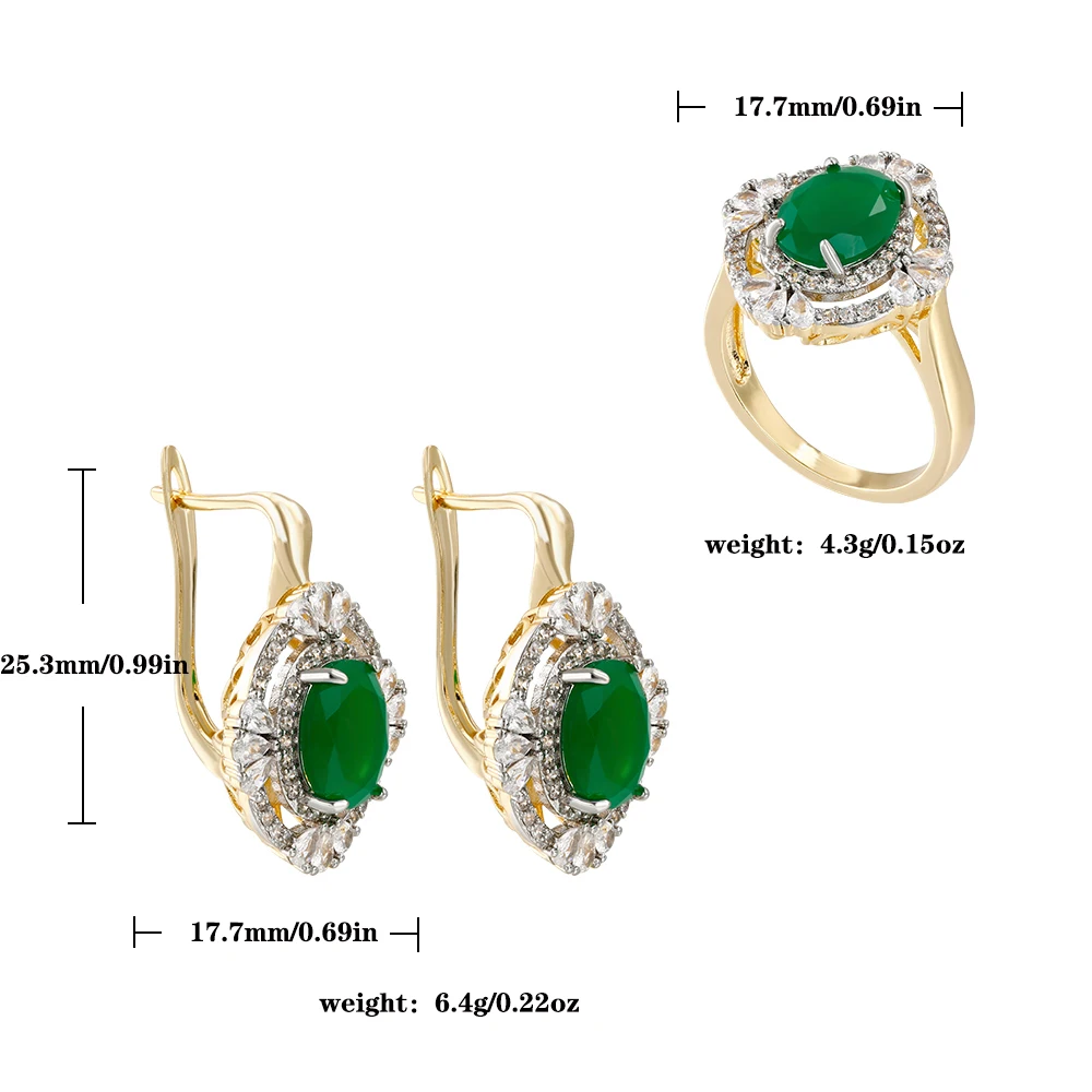 Two-color inlaid zircon fashion luxury set copper plated 14K