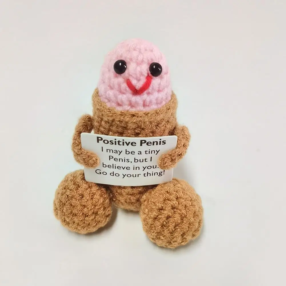 Funny Big Butt Positive Potatoes Dolls with Card for Home Decoration Crochet Potato Doll Room Decor Christmas Birthday Party Gift plush toy miniature figurines plush knitting doll