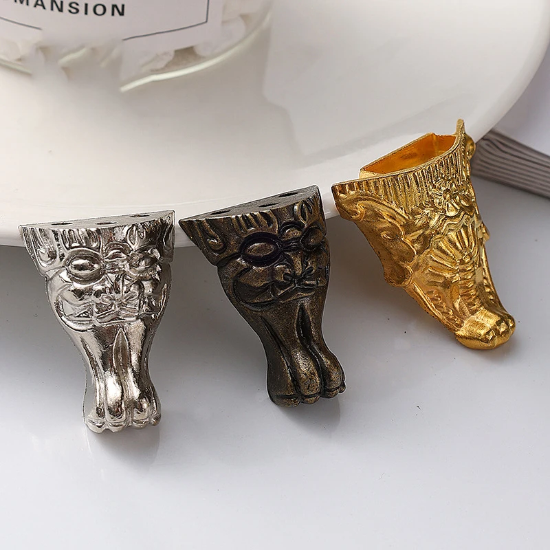 4Pcs Antique Wood Box Feet Leg Corner Protector Jewelry Gift Box Decorative Feet Leg Metal Corner Bracket For Furniture Hardware